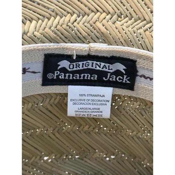 Panama Jack Rush Straw Lifeguard Sun Hat 4" Bound Big Brim Chin Cord Sz Lg NWT - Picture 8 of 10
